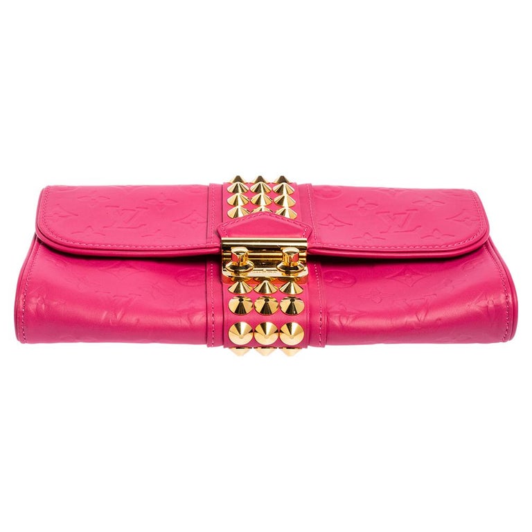 Louis Vuitton Pink Monogram Leather Courtney Clutch at 1stDibs