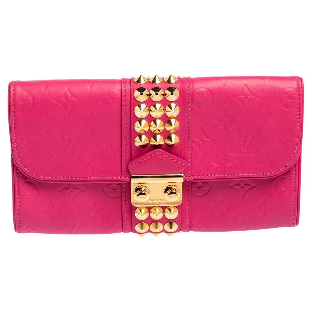 Louis Vuitton Pink Monogram Leather Courtney Clutch at 1stDibs