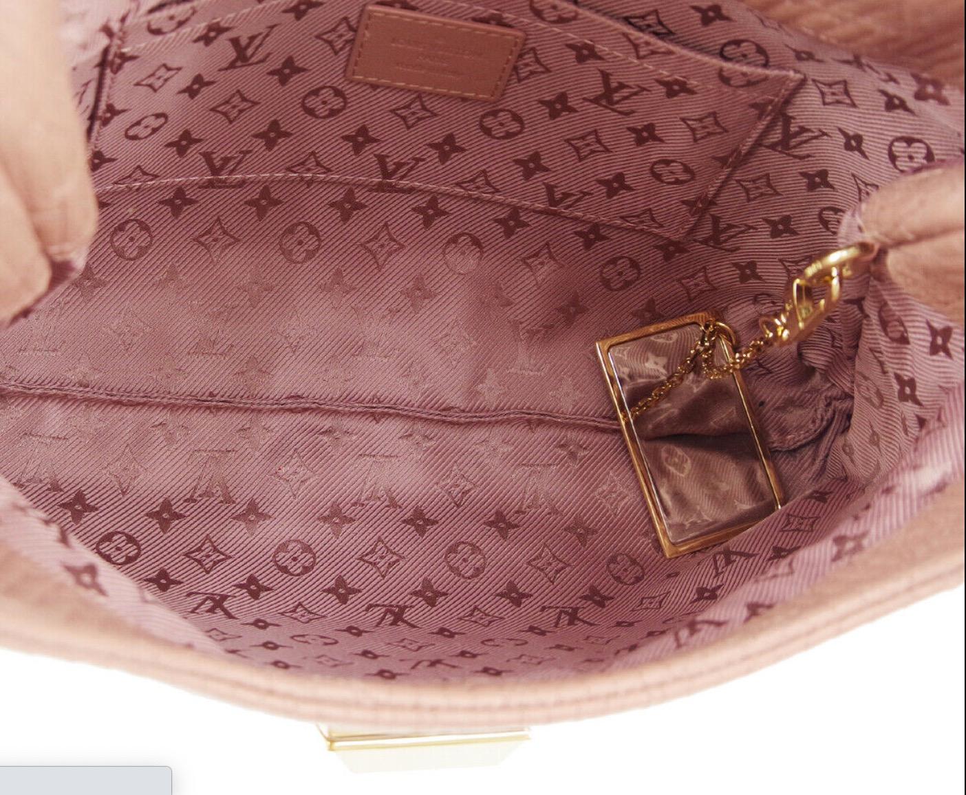 Women's Louis Vuitton Pink Monogram Leather Gold Foldover Envelope Evening Clutch Bag