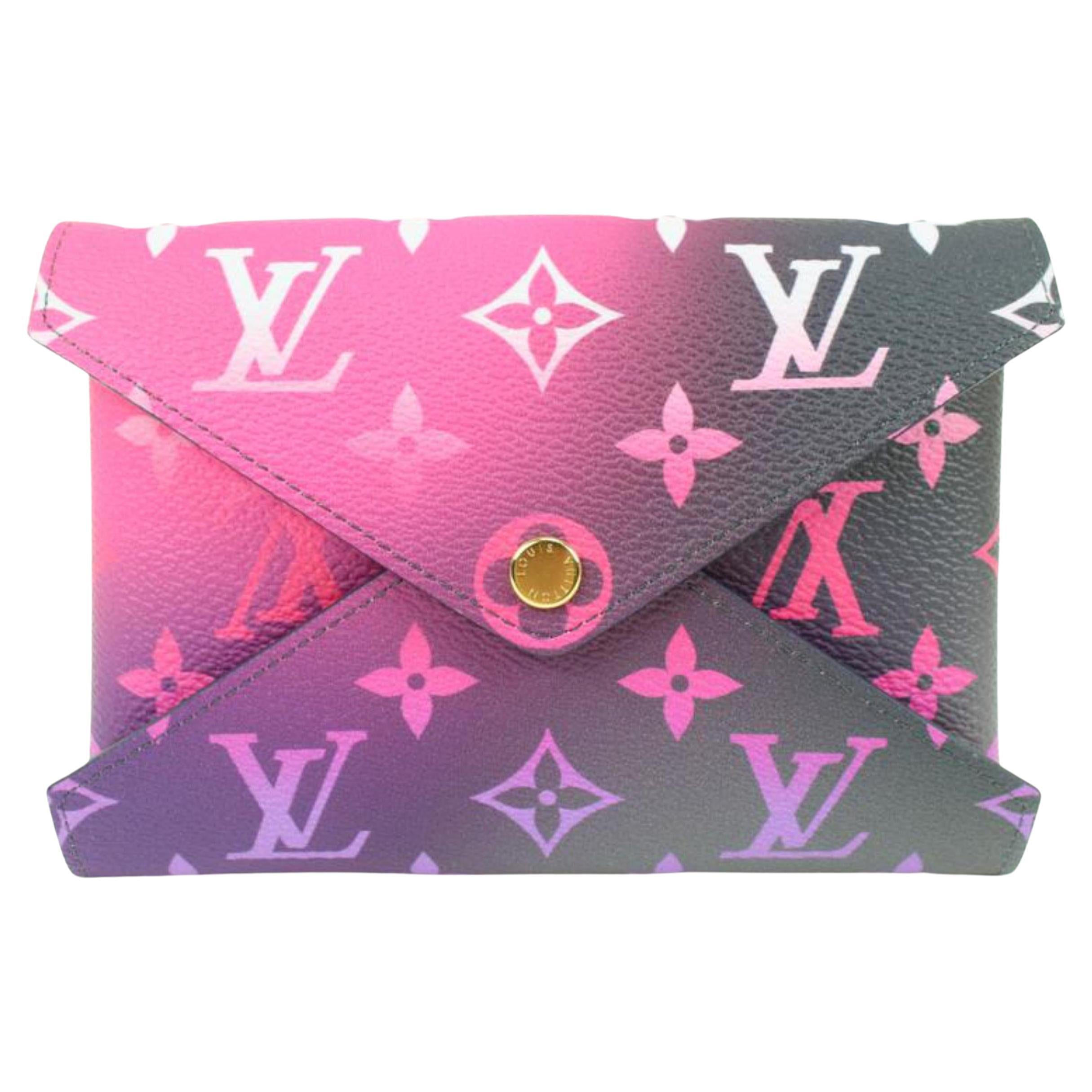 Louis Vuitton Pink Monogram Midnight Fuchsia Kirigami MM Envelope Clutch 19lk413