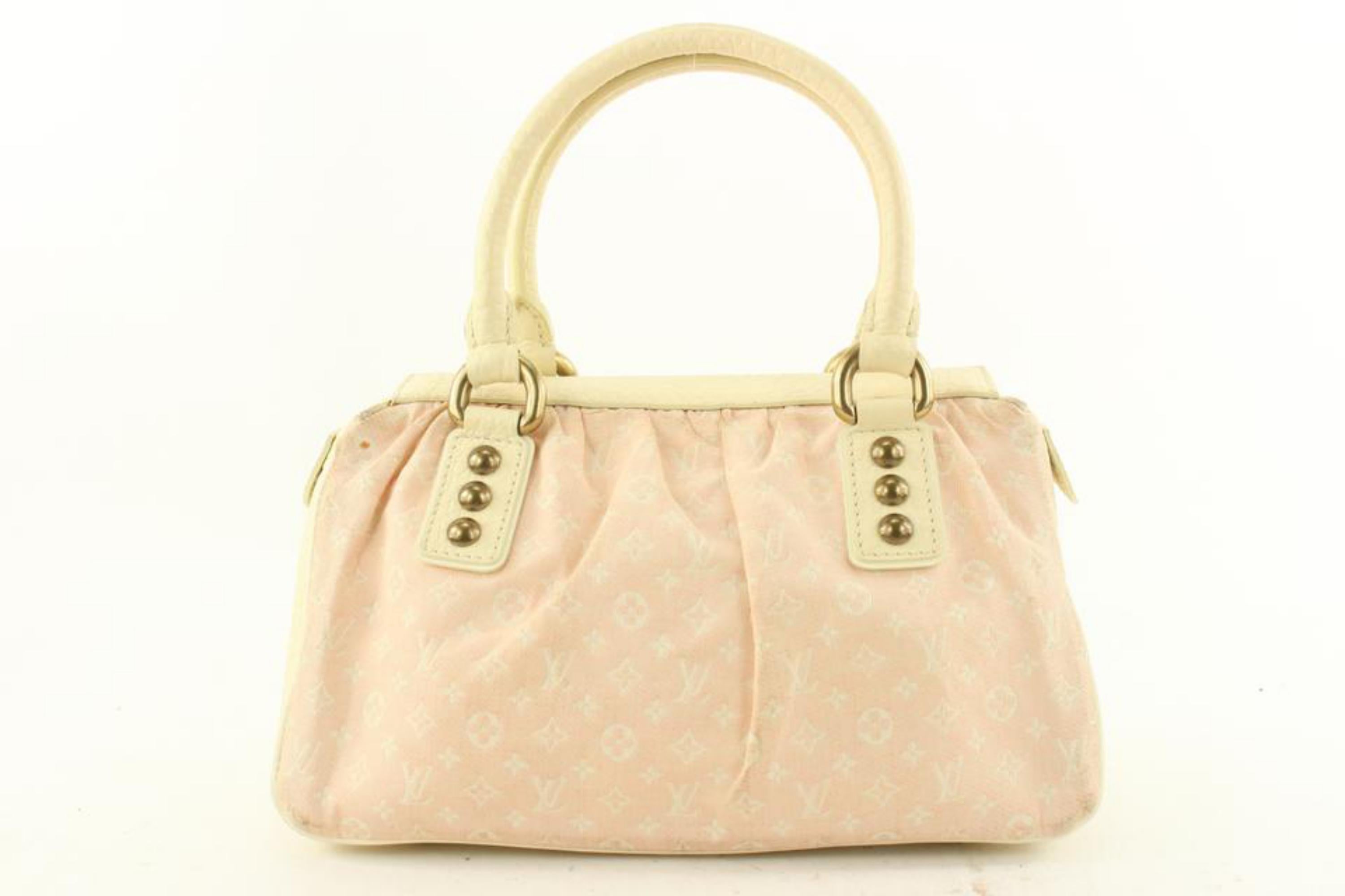 Louis Vuitton Pink Monogram Mini Lin Trapeze PM Speedy Boston Bag 3L223S In Good Condition In Dix hills, NY