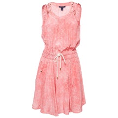 Louis Vuitton Pink Monogram Printed Silk Sleeveless Mini Dress S