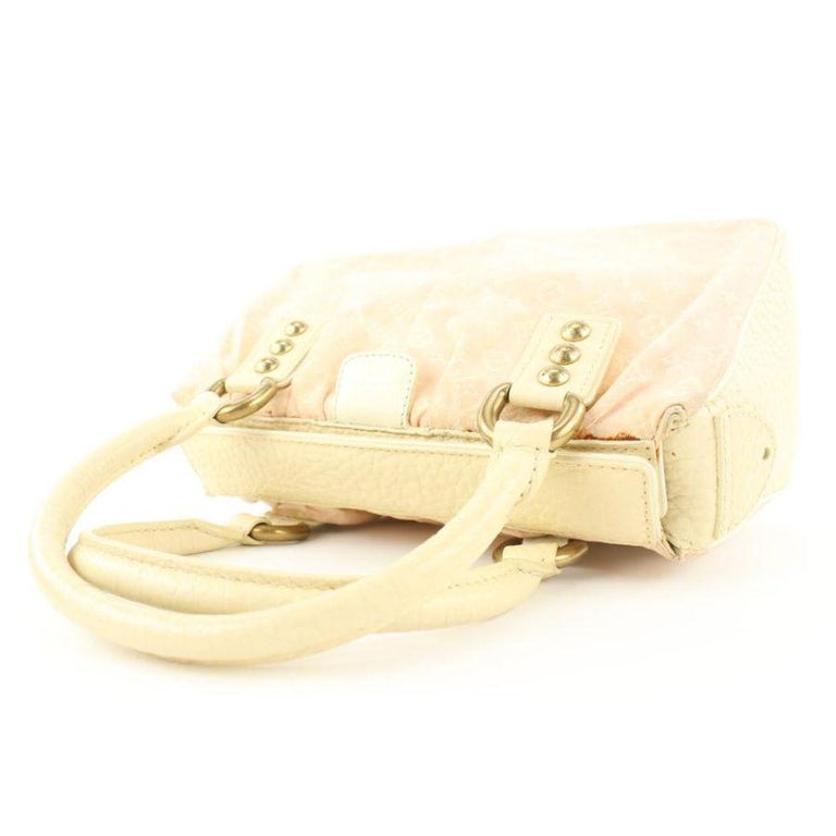 Louis Vuitton Monogram Mini-Lin Trapeze PM Hand Bag Cotton Pink Cream  Leather