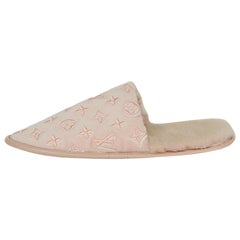 Louis Vuitton 2019 Pink Velvet/Mink Fur Monogram Flat Loafer Slipper sz 39-40