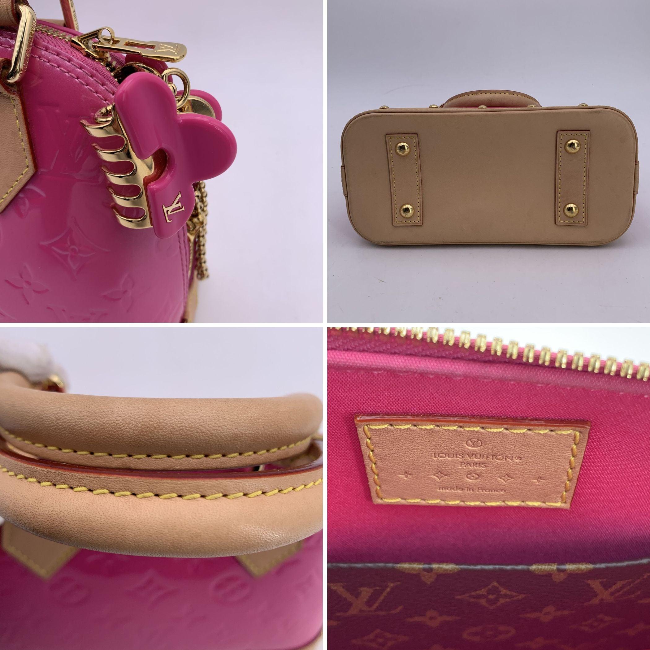 Louis Vuitton Pink Monogram Vernis Alma BB Bag with Hair Clip 1