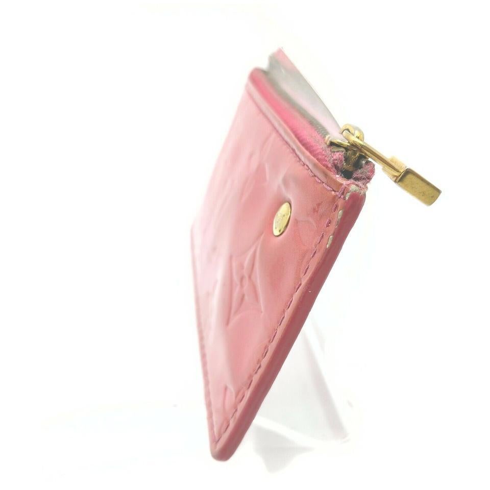 Louis Vuitton Pink Monogram Vernis Pochette Cles Key Pouch Keychain 862669 In Fair Condition In Dix hills, NY