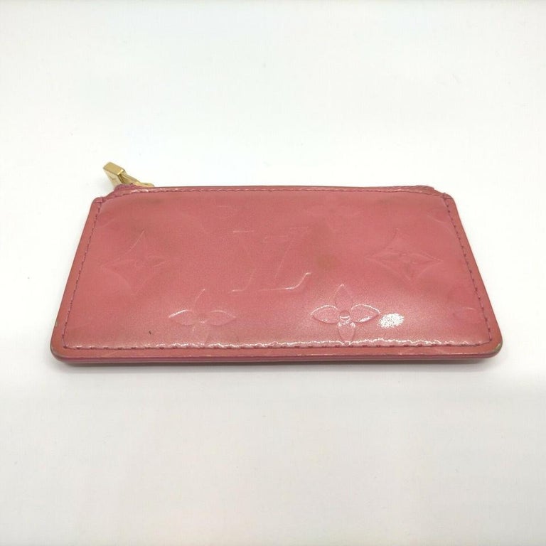 Authentic Louis Vuitton LV Vernis Leather Key Cles Pouch Pink Card Holder  Wallet