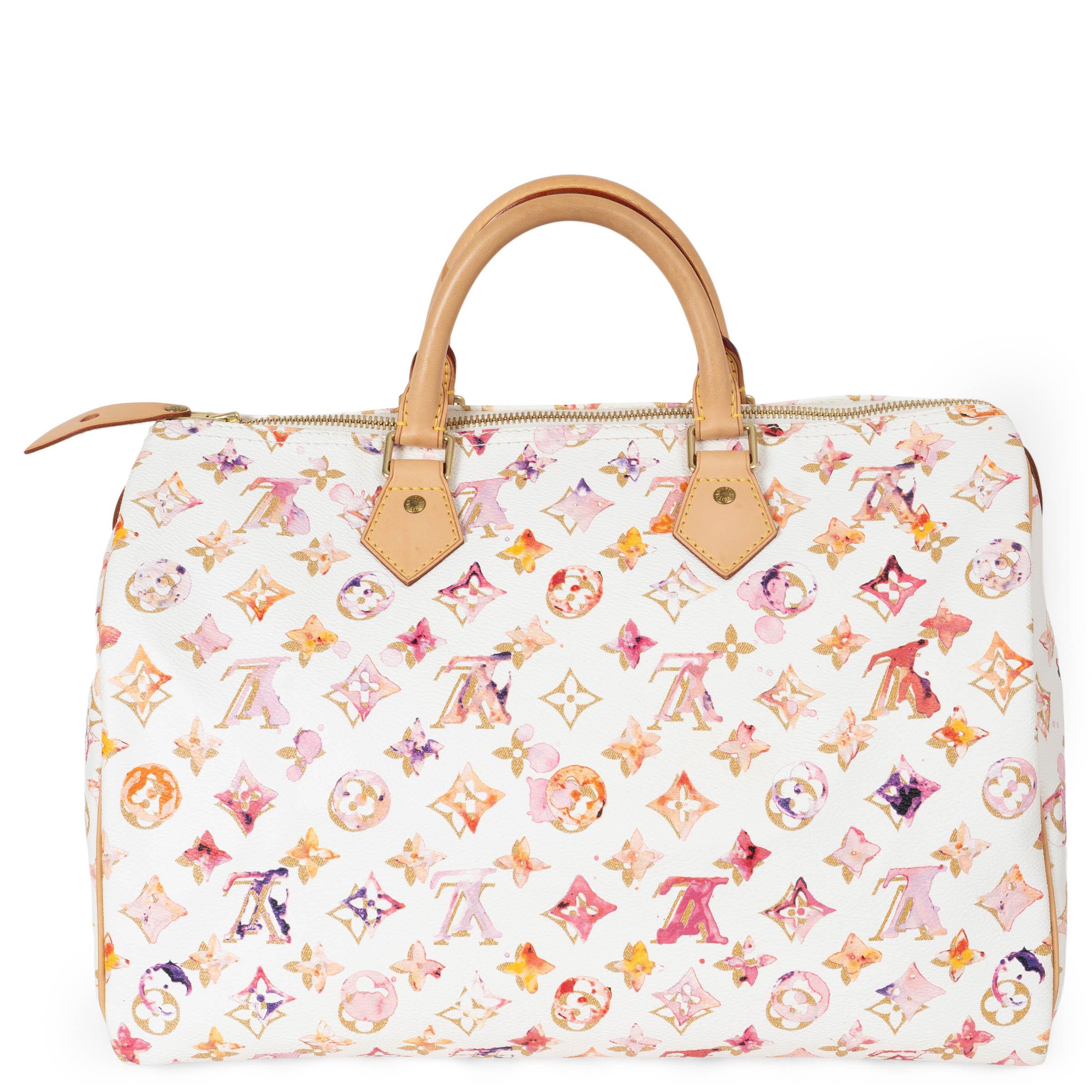 Beige LOUIS VUITTON pink Monogram WATERCOLOR AQUARELLE SPEEDY 35 Bag For Sale