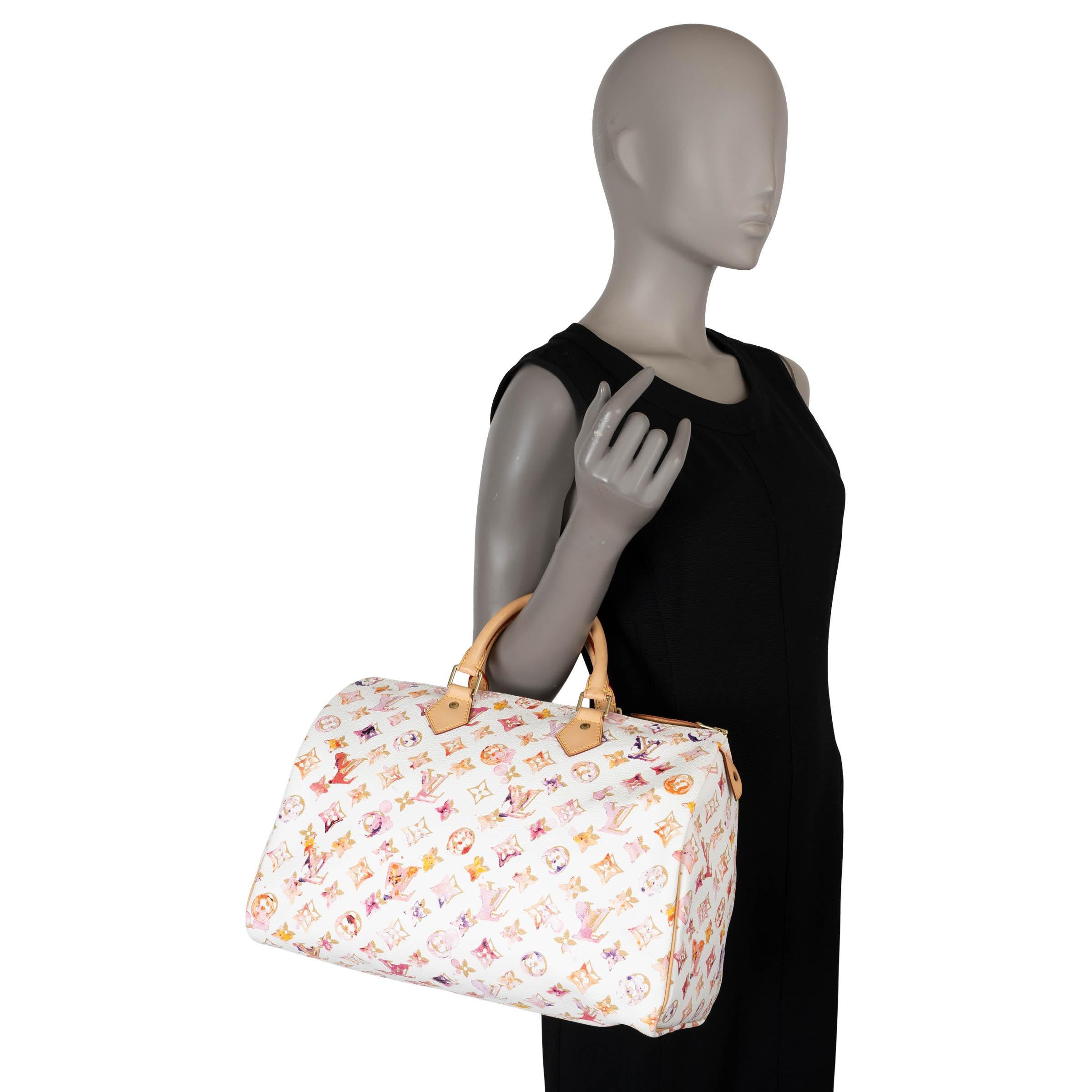 LOUIS VUITTON pink Monogram WATERCOLOR AQUARELLE SPEEDY 35 Bag For Sale 3