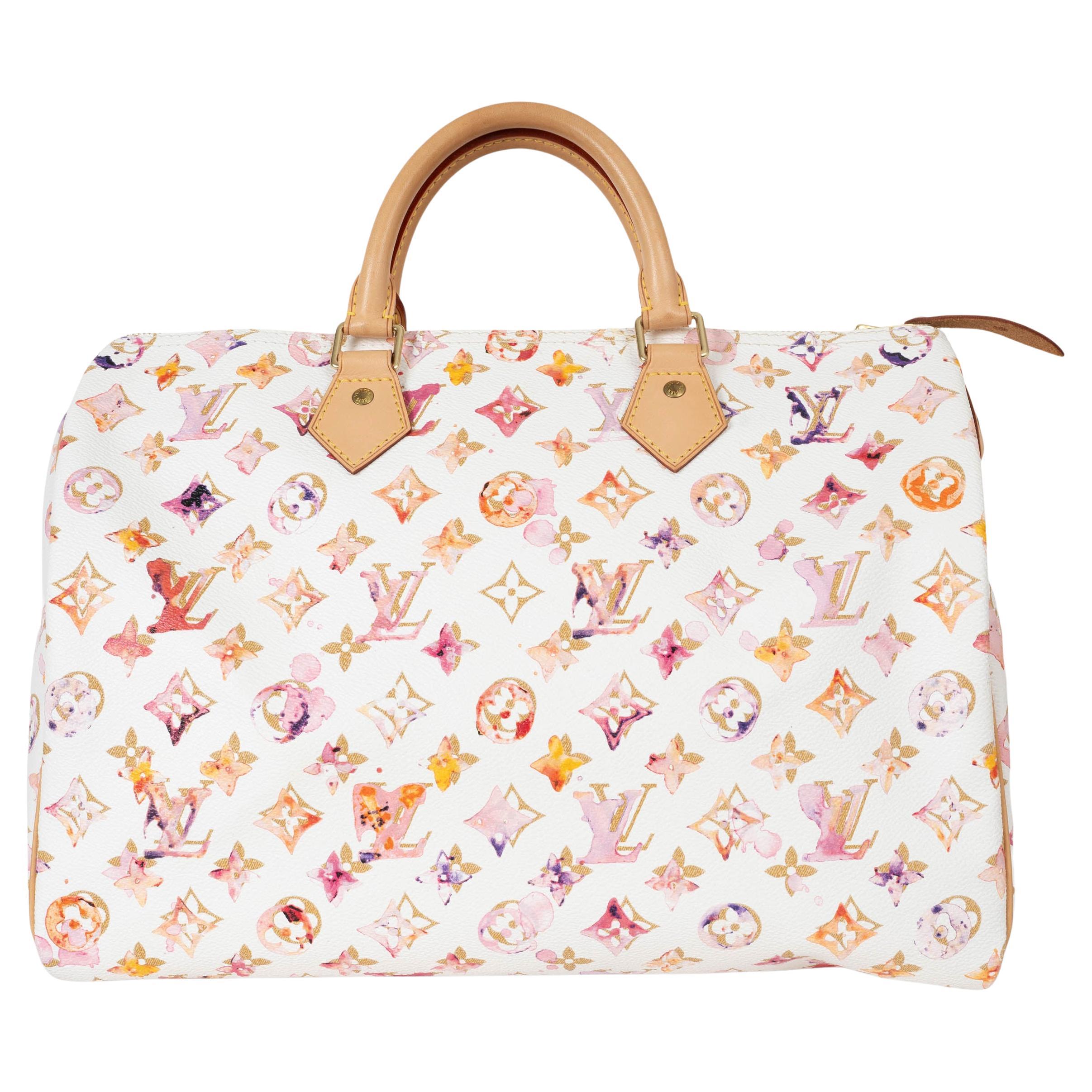 LOUIS VUITTON pink Monogram WATERCOLOR AQUARELLE SPEEDY 35 Bag For Sale