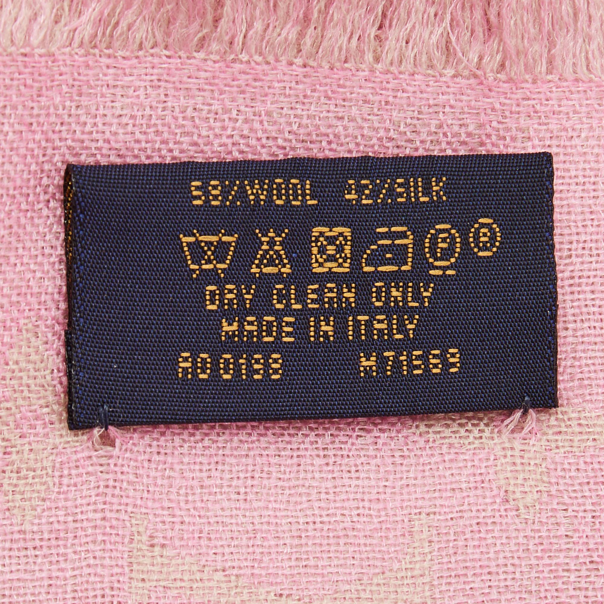 Women's Louis Vuitton Pink Monogram Wool & Silk Shawl
