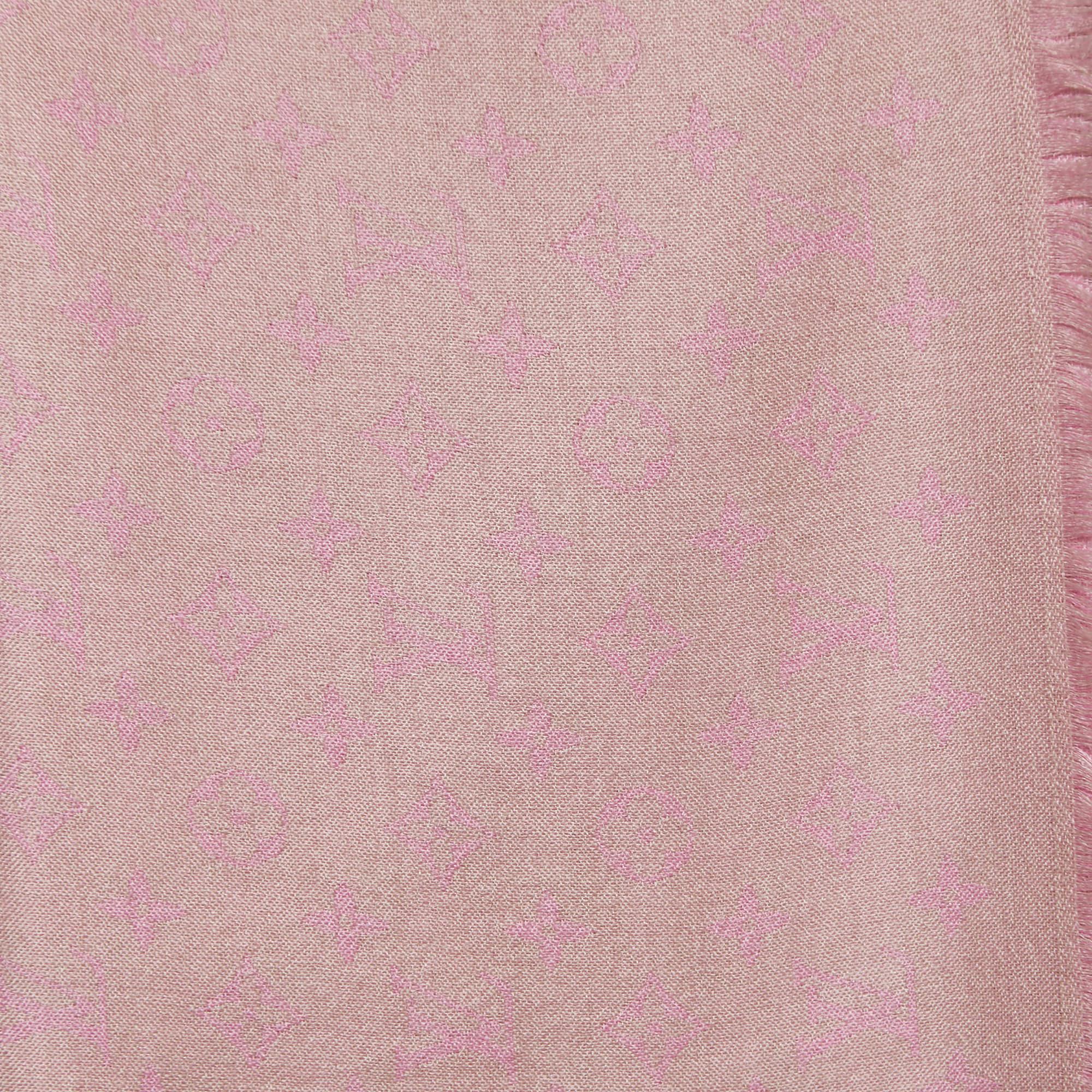 Louis Vuitton Pink Monogram Wool & Silk Shawl 1