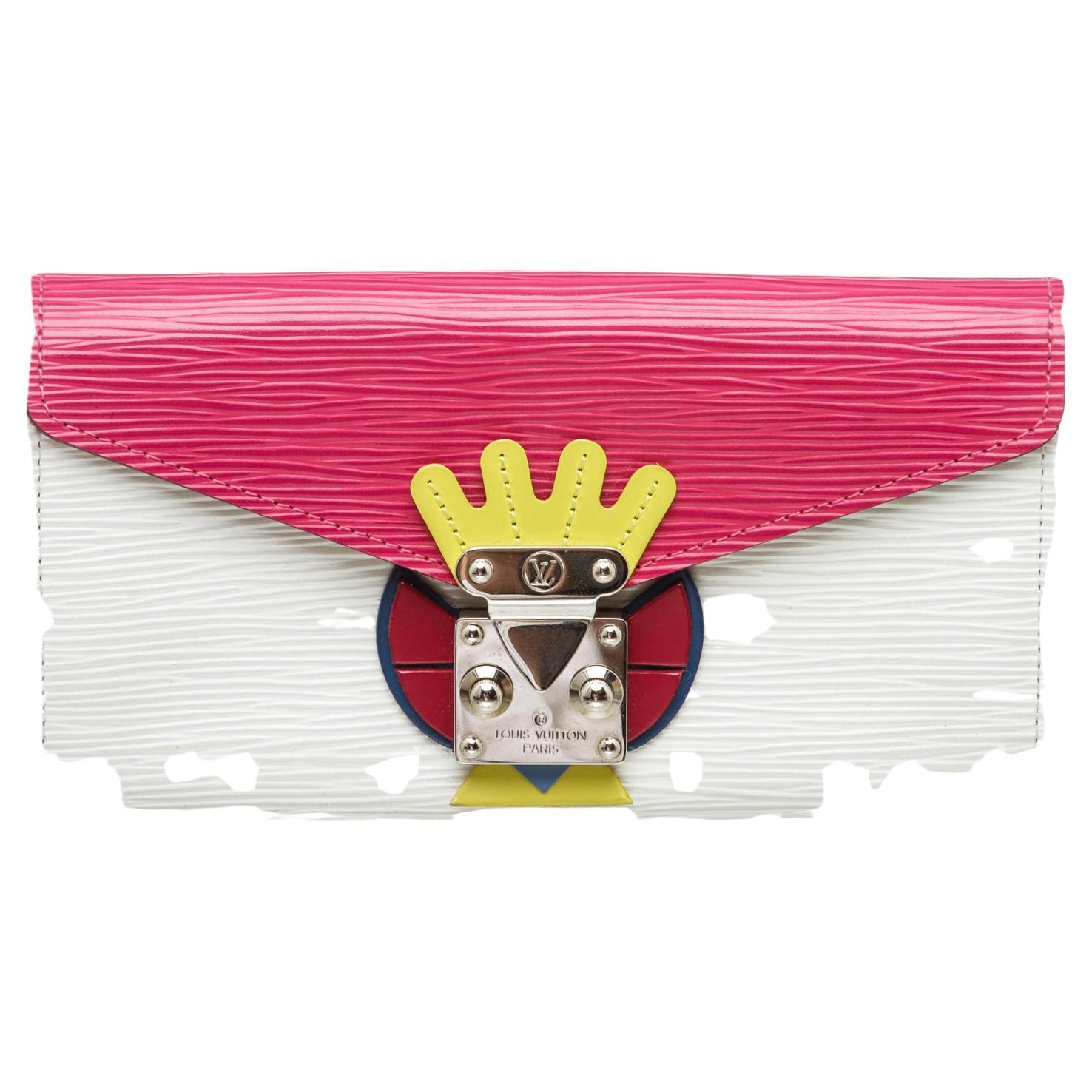 Louis Vuitton Pink Multicolor Epi Leather Tribal Mask Sarah Wallet For Sale