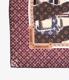 Louis Vuitton Pink, Navy & Brown Monogram Silk Wallpaper Scarf