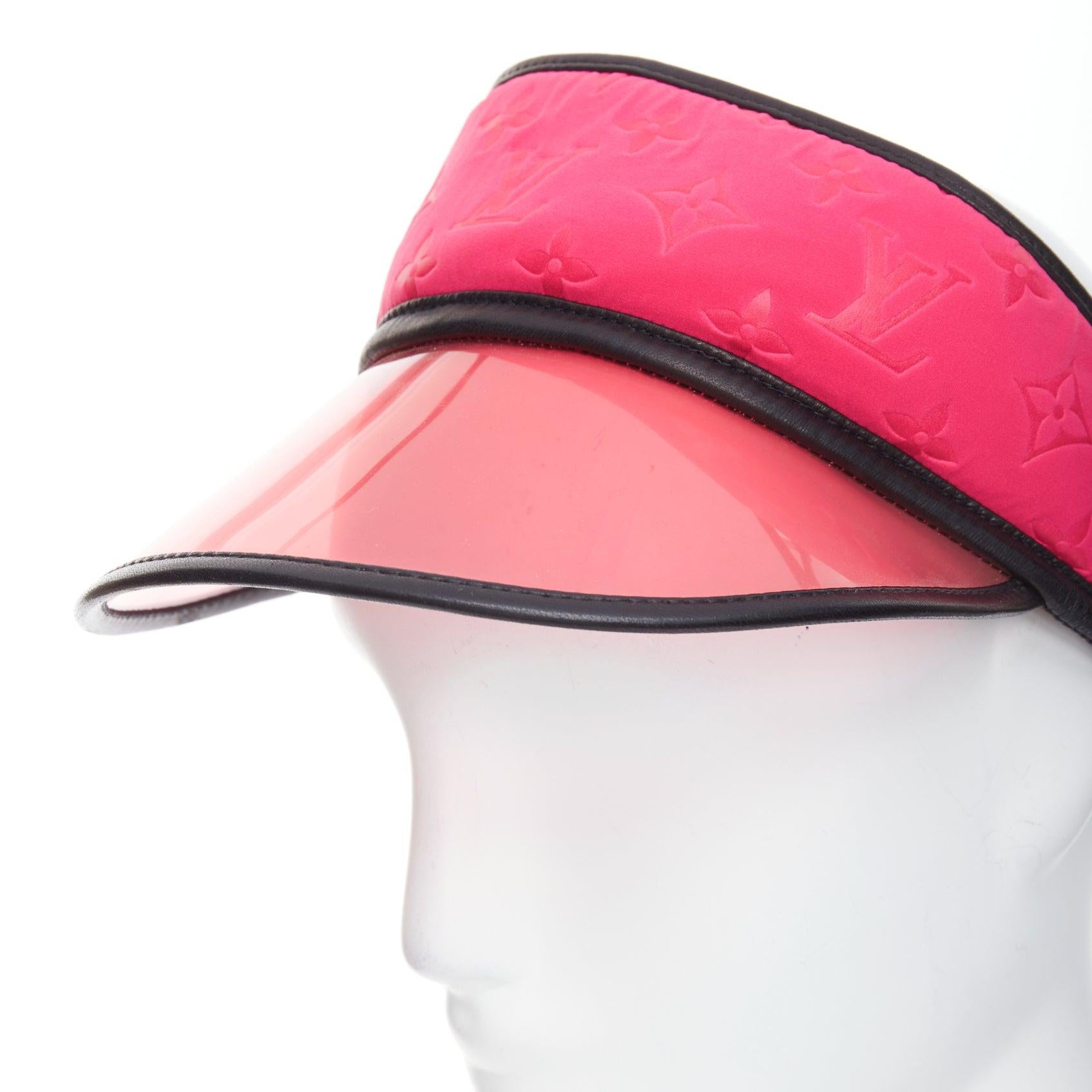 Visiera LOUIS VUITTON rosa in neoprene con monogram in PVC e finiture in pelle in vendita 2