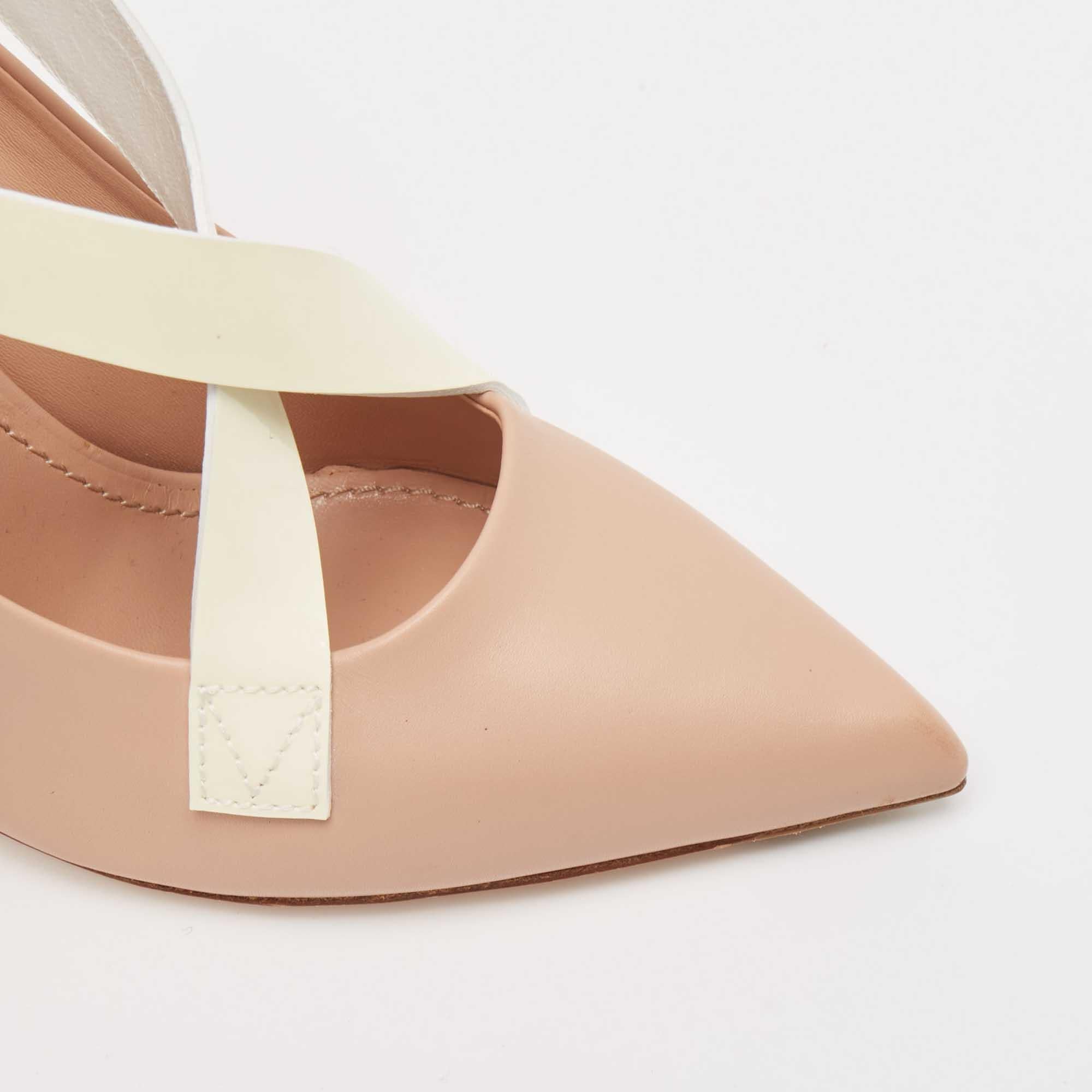Louis Vuitton Pink/Off White Leather and Patent Matchmake Pumps Size 38.5 3