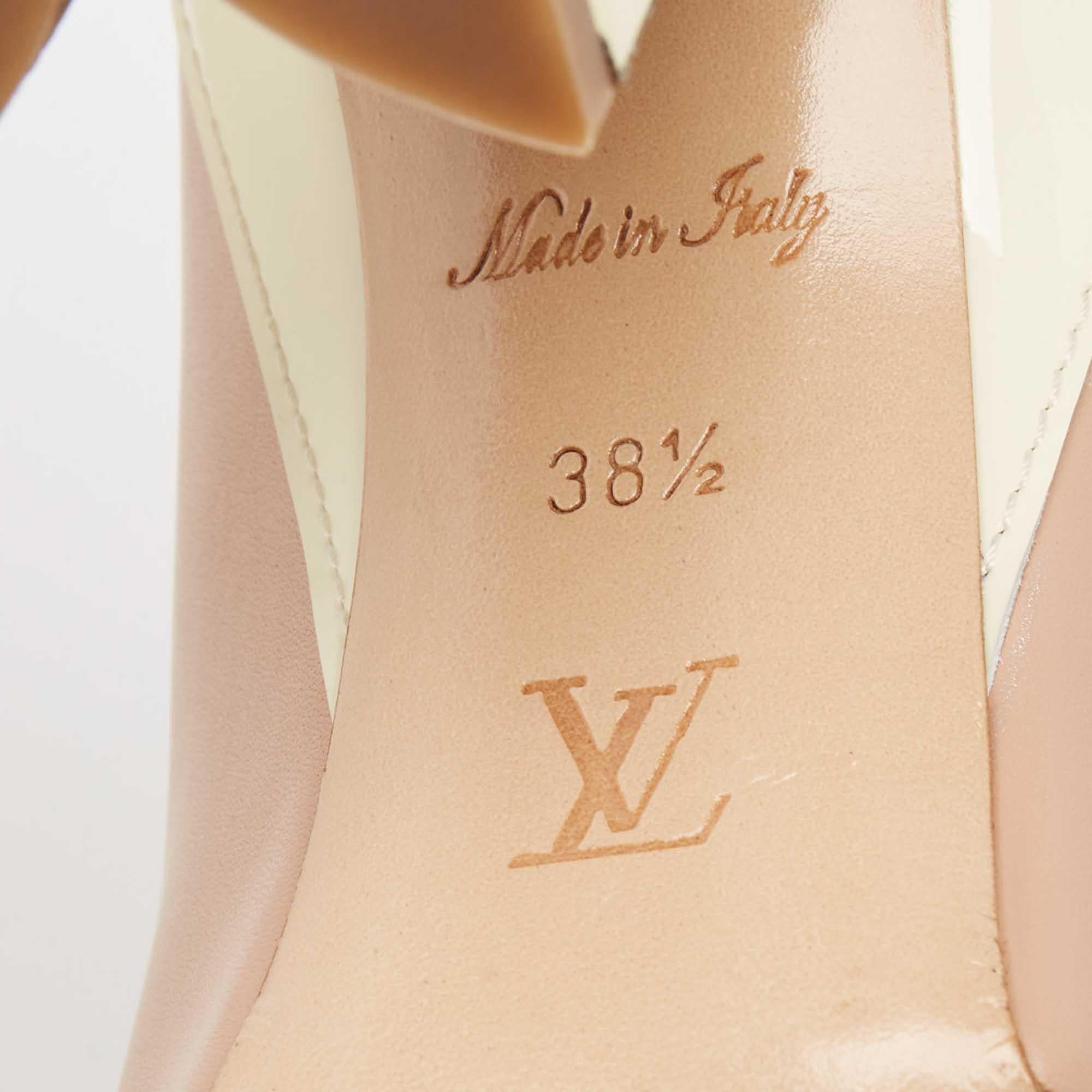 Louis Vuitton Pink/Off White Leather and Patent Matchmake Pumps Size 38.5 4