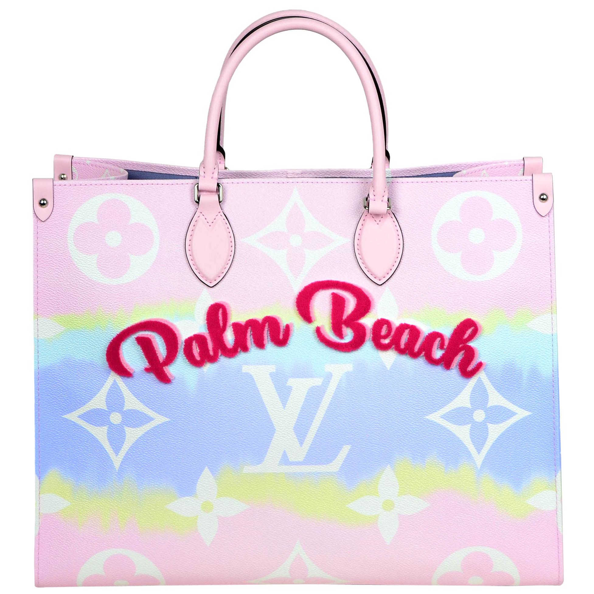 Louis Vuitton Pink Pastel Ltd Edt Palm Beach Monogram Escale Onthego GM Tote Bag