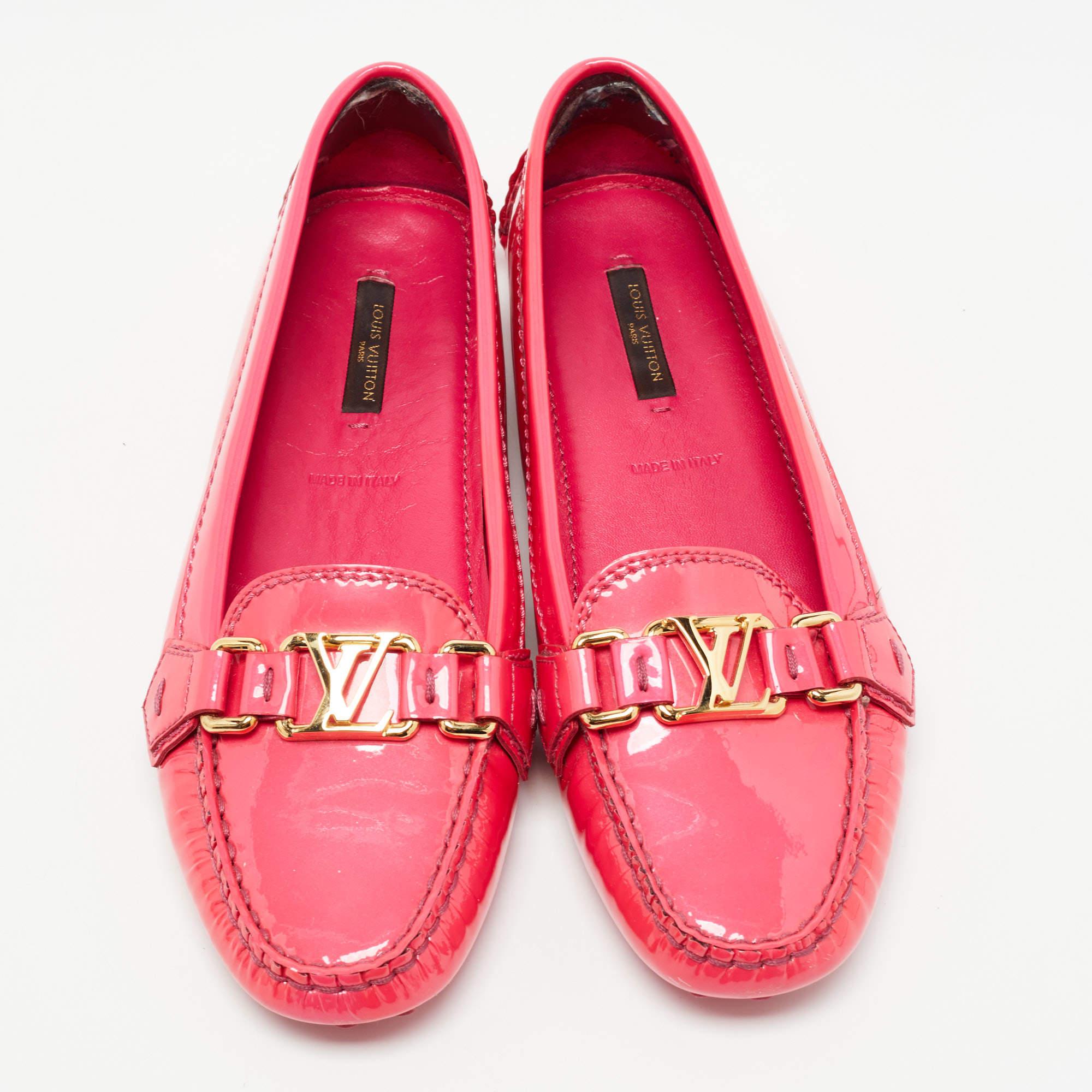 Louis Vuitton Pink Patent Leather Oxford Loafers Size 38 2