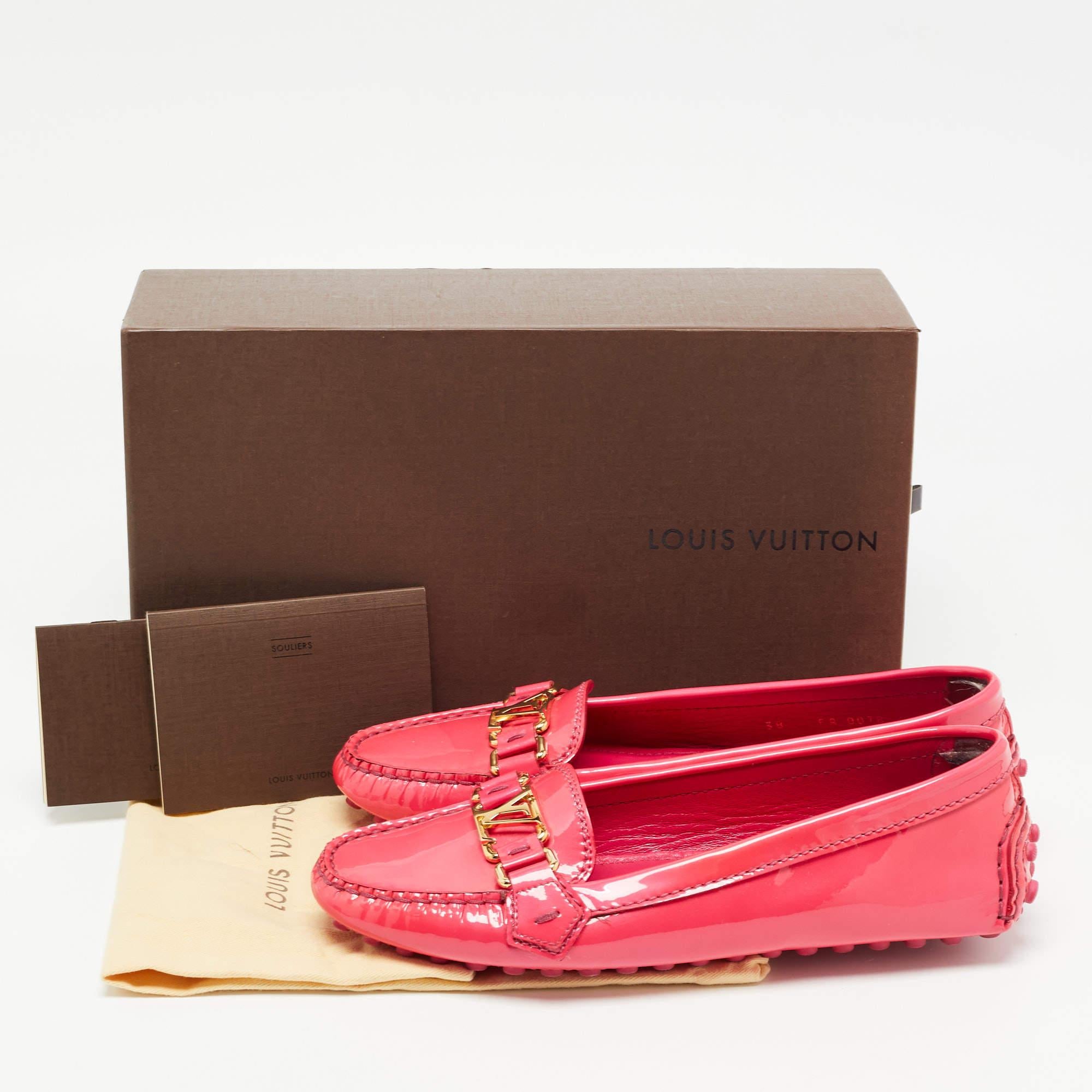 Louis Vuitton Pink Patent Leather Oxford Loafers Size 38 5