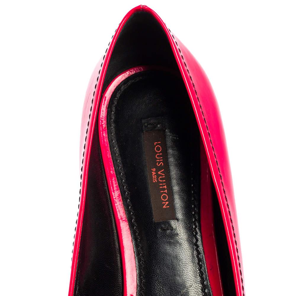Louis Vuitton Pink Patent Leather Stephen Sprouse Rose Pointed Toe Flat Pumps Si For Sale 2