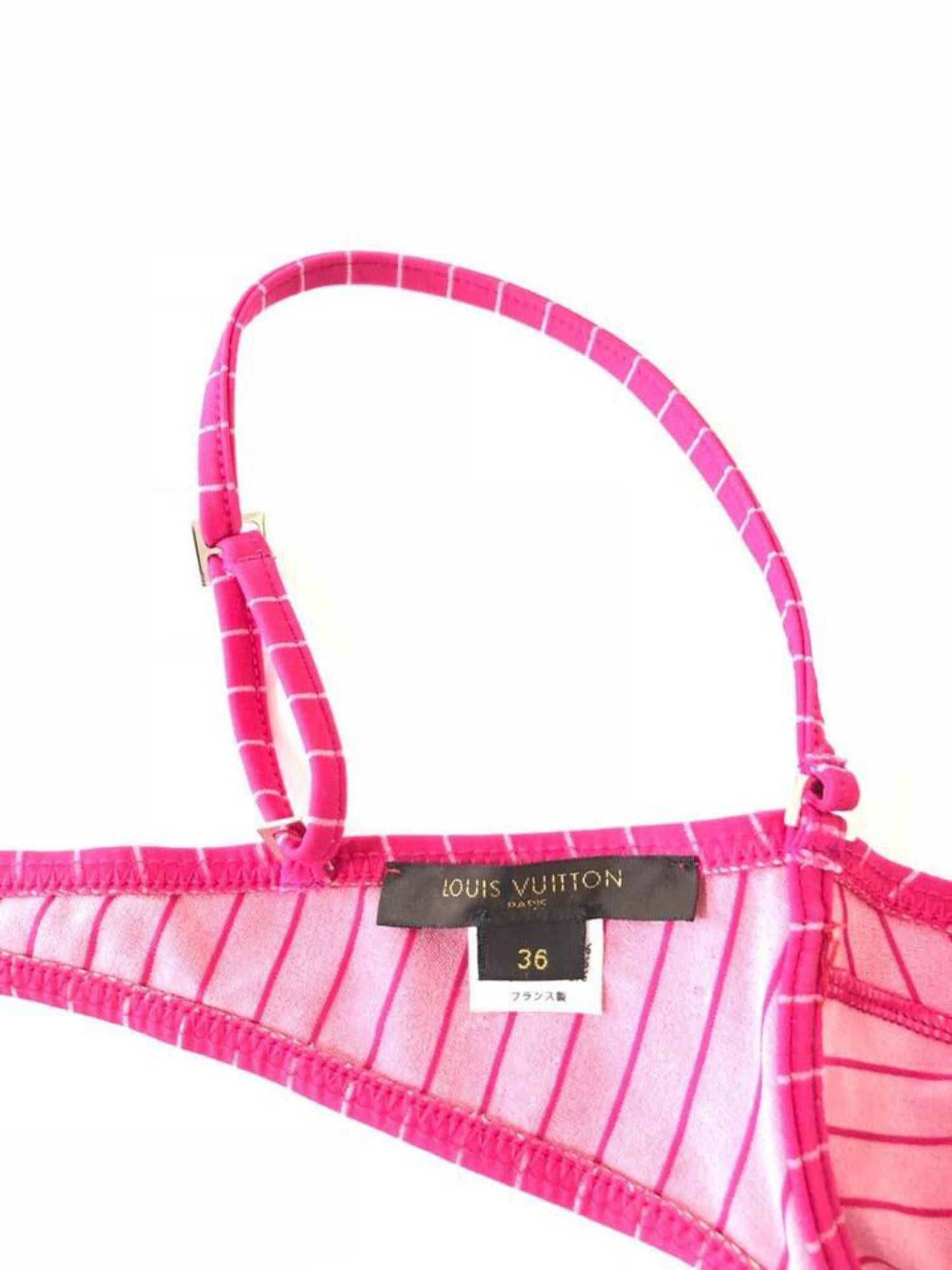 Louis Vuitton Pink Pinstripe Logo Bathing Suit 230446 Bikini Set For Sale 5