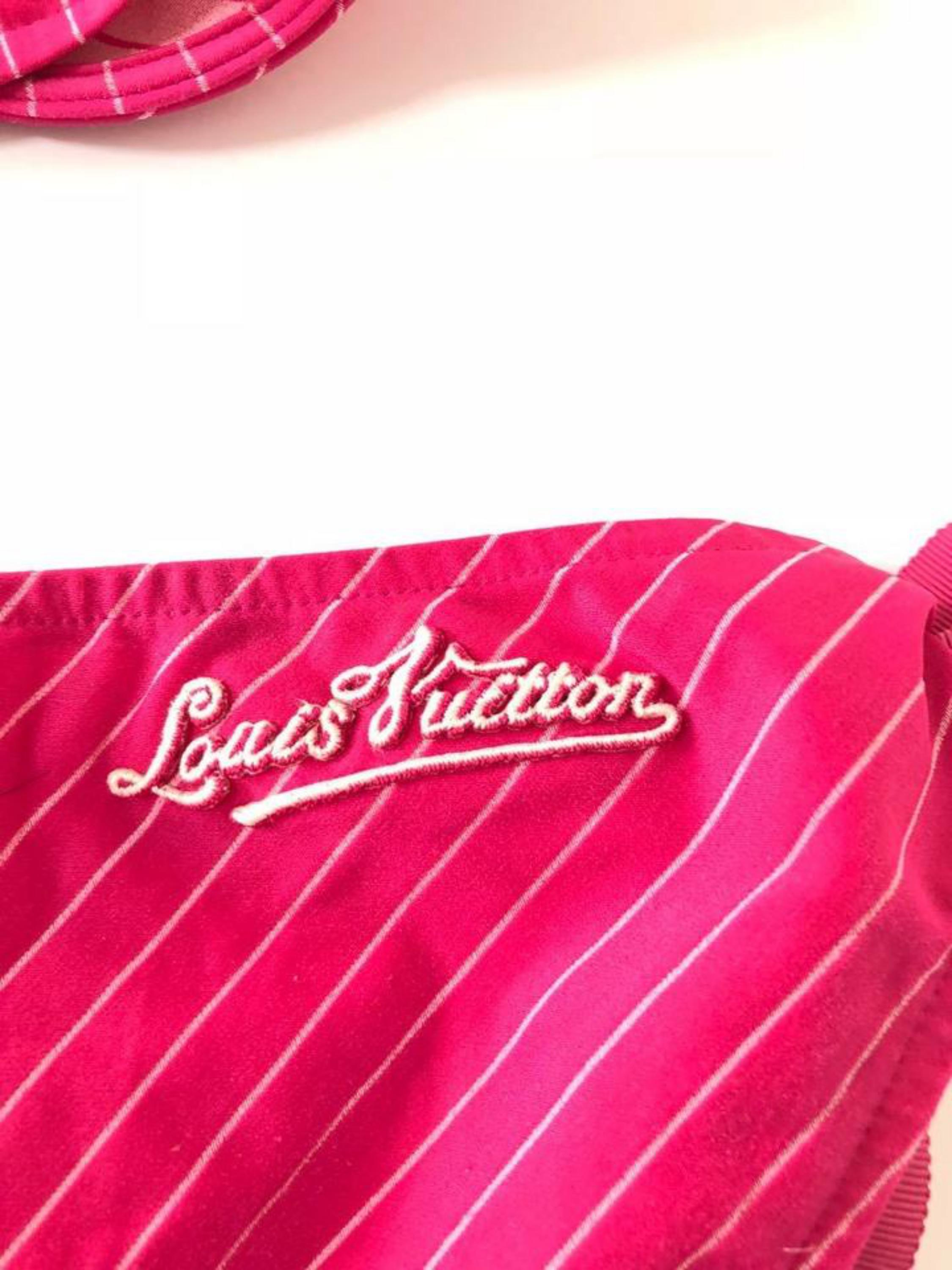 Louis Vuitton Pink Pinstripe Logo Bathing Suit 230446 Bikini Set In Excellent Condition For Sale In Forest Hills, NY