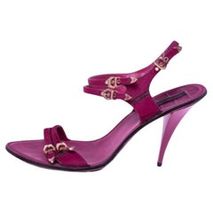 Louis Vuitton Pink Pony Hair Buckle Ankle Strap Sandals Size 41