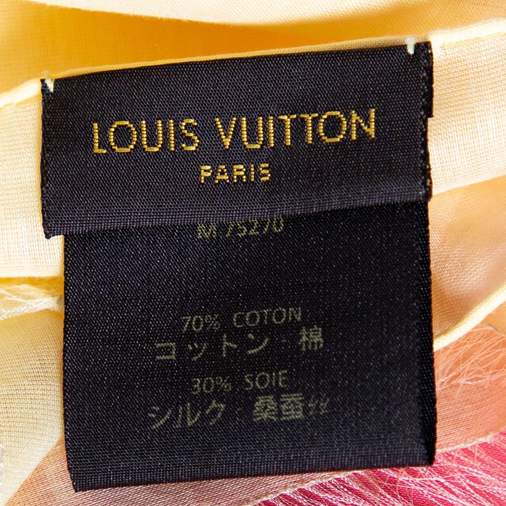 Louis Vuitton Pink Printed Cotton & Silk Scarf In Good Condition In Dubai, Al Qouz 2