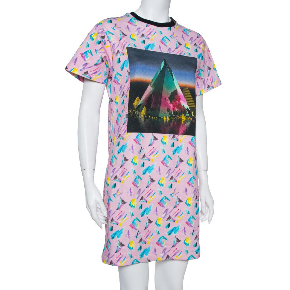 Louis Vuitton Rosa bedrucktes Sweatshirt-Kleid aus Baumwolle M (Grau)