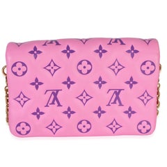 Louis Vuitton Pink Purple Lambskin Embossed Monogram Pochette Coussin