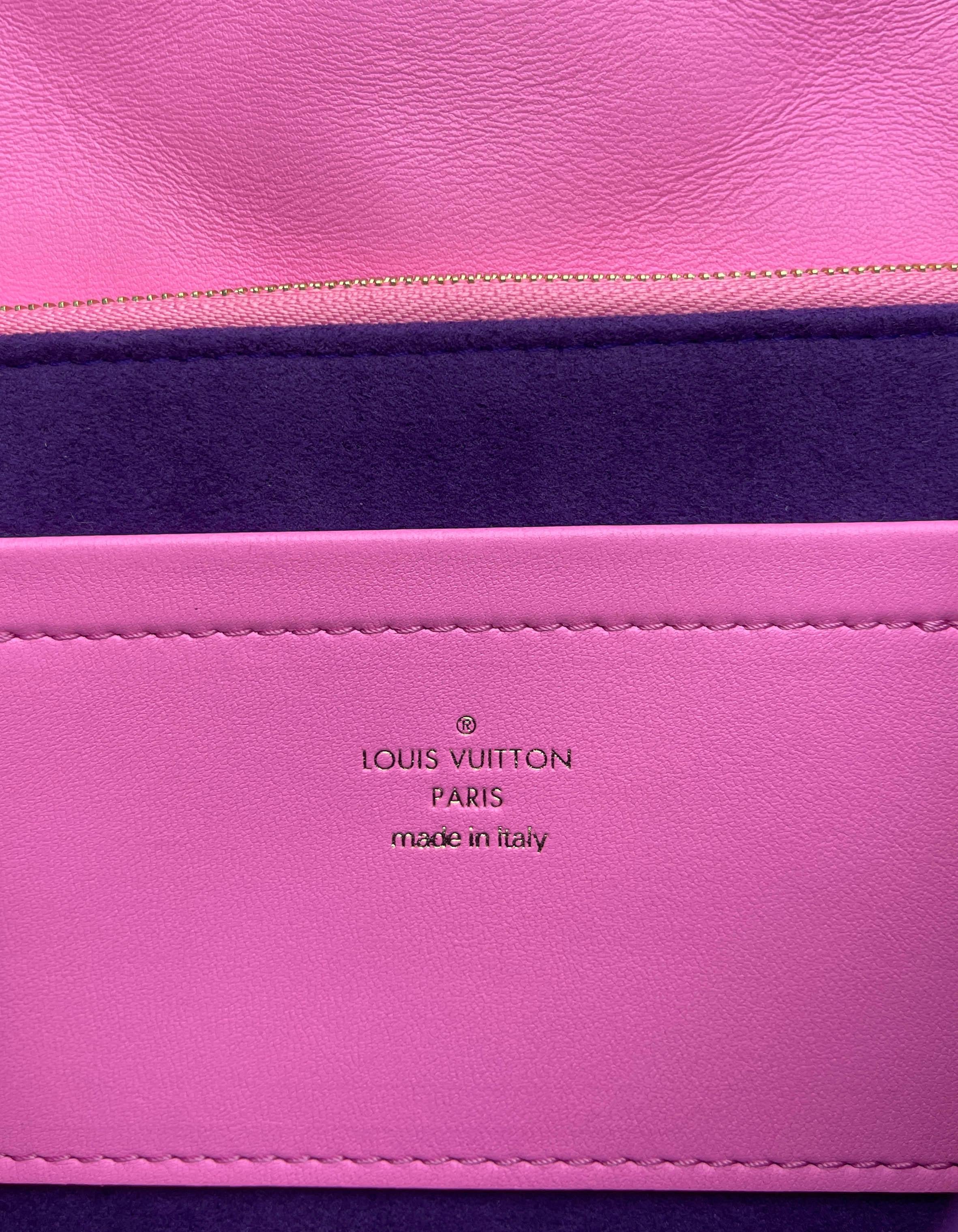 Women's Louis Vuitton Pink/Purple Lambskin Leather Pochette Coussin Crossbody/Clutch Bag