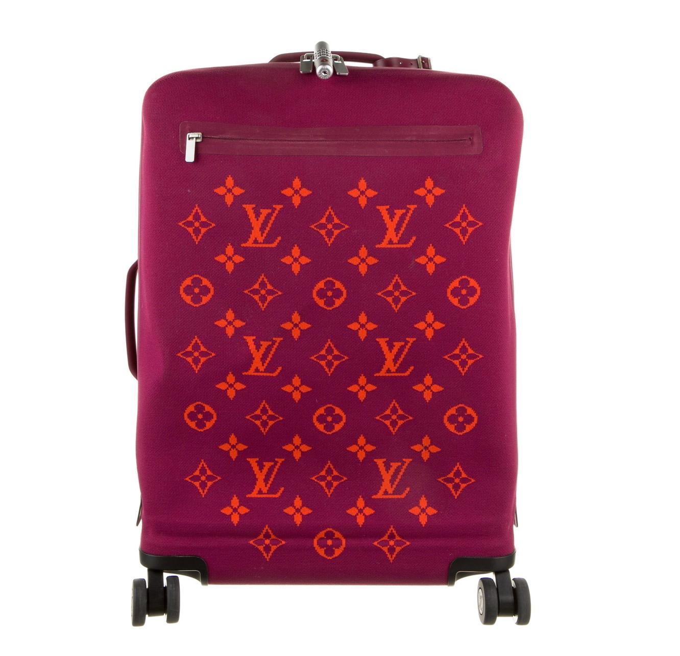 Louis Vuitton Pink Purple Logo Fabric Women's Carryon Travel Roller Bag  Suitcase For Sale at 1stDibs