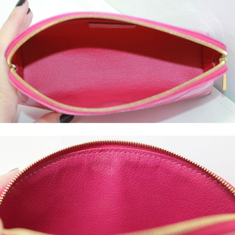 Louis Vuitton Pink Red Floral Pochette Cosmetic Pouch at 1stDibs