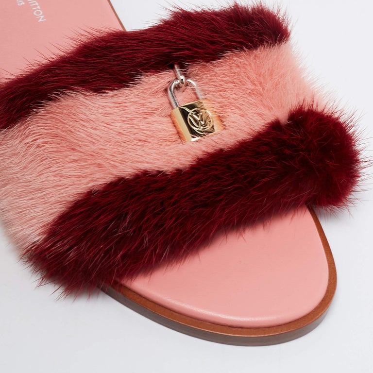 Louis Vuitton, Shoes, Louis Vuitton Lock It Mink Fur Flip Flops