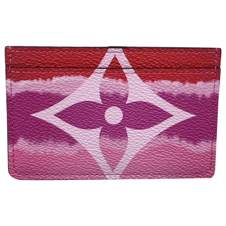 Louis Vuitton Pink Red Rouge Monogram LV Escale Canvas Card Holder