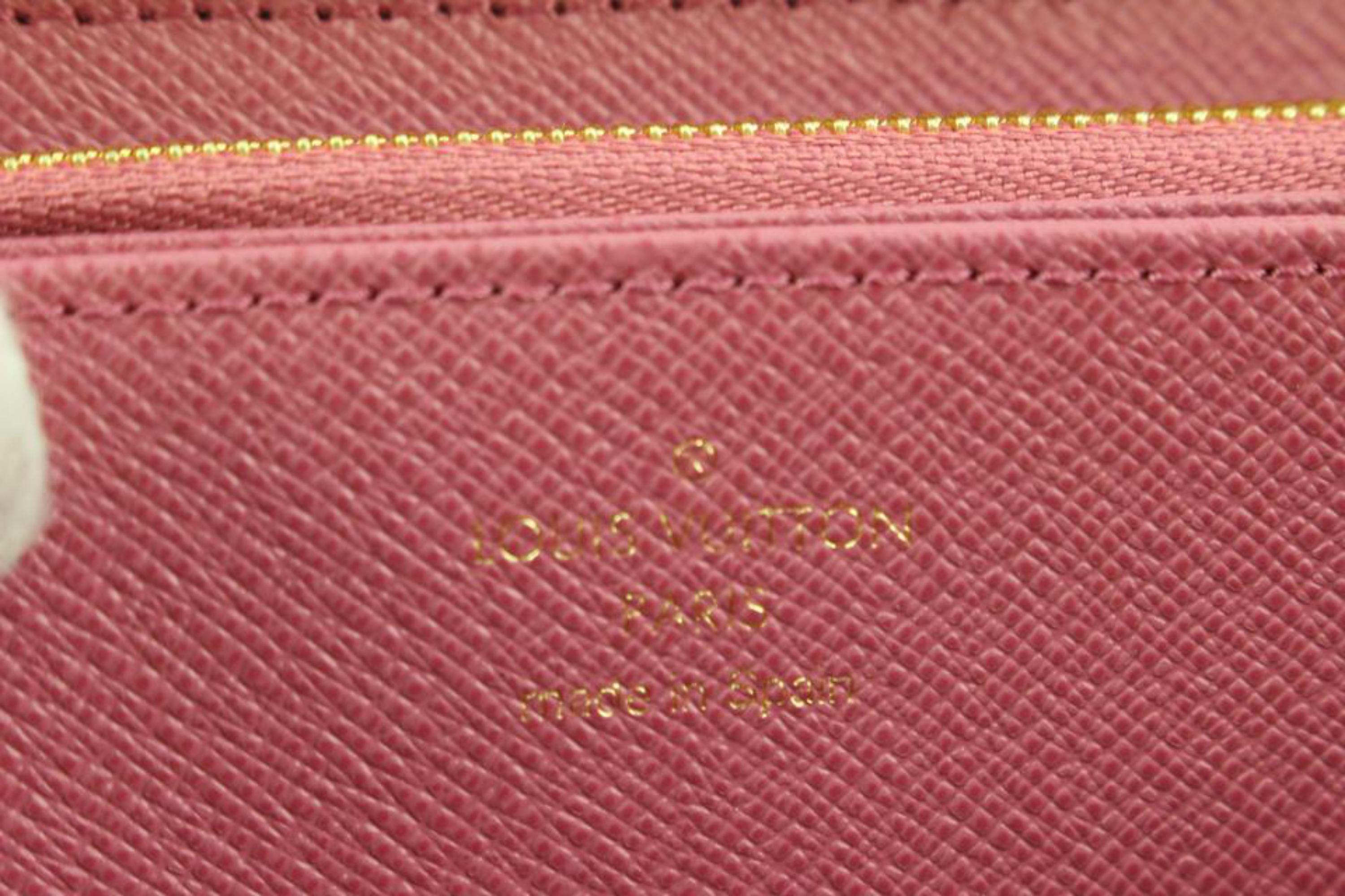 Louis Vuitton Pink Rose Monogram Denim Zippy Wallet Long Zip Around 31lv217s For Sale 3