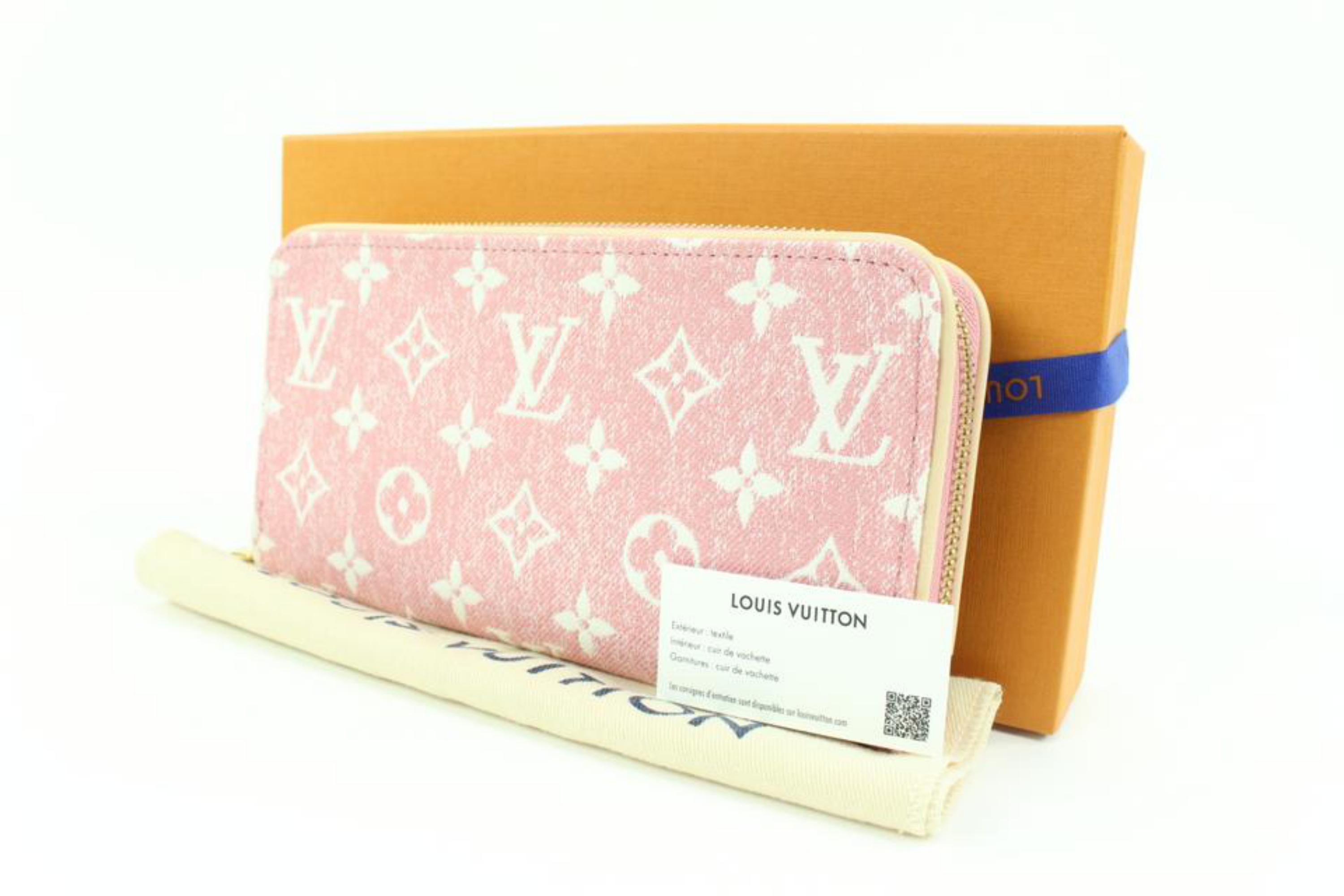 Louis Vuitton Pink Rose Monogram Denim Zippy Wallet Long Zip Around 31lv217s For Sale 4