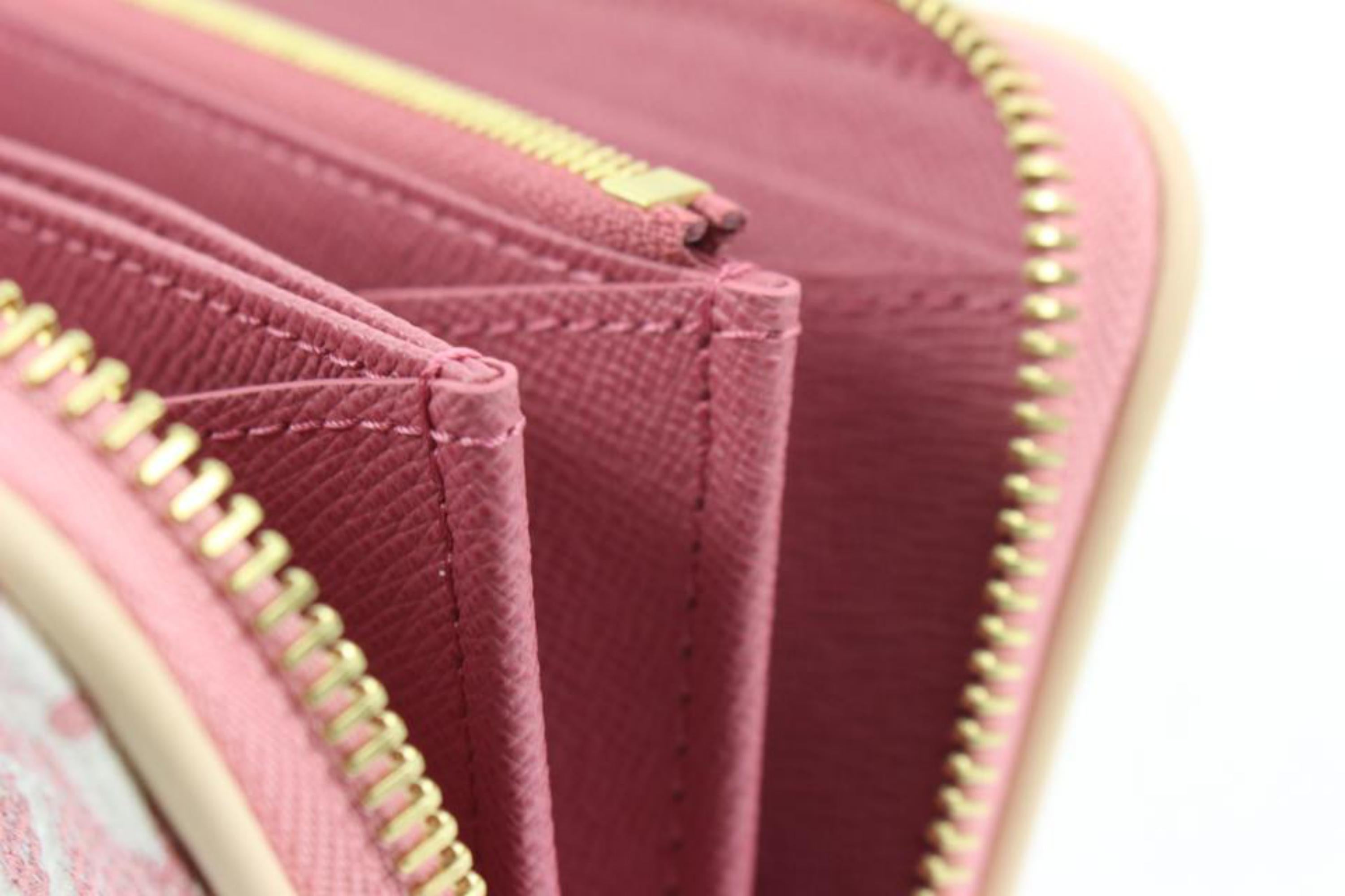 Louis Vuitton - Portefeuille à fermeture éclair en jean rose et rose avec monogramme et fermeture éclair, 31lv217s Pour femmes en vente