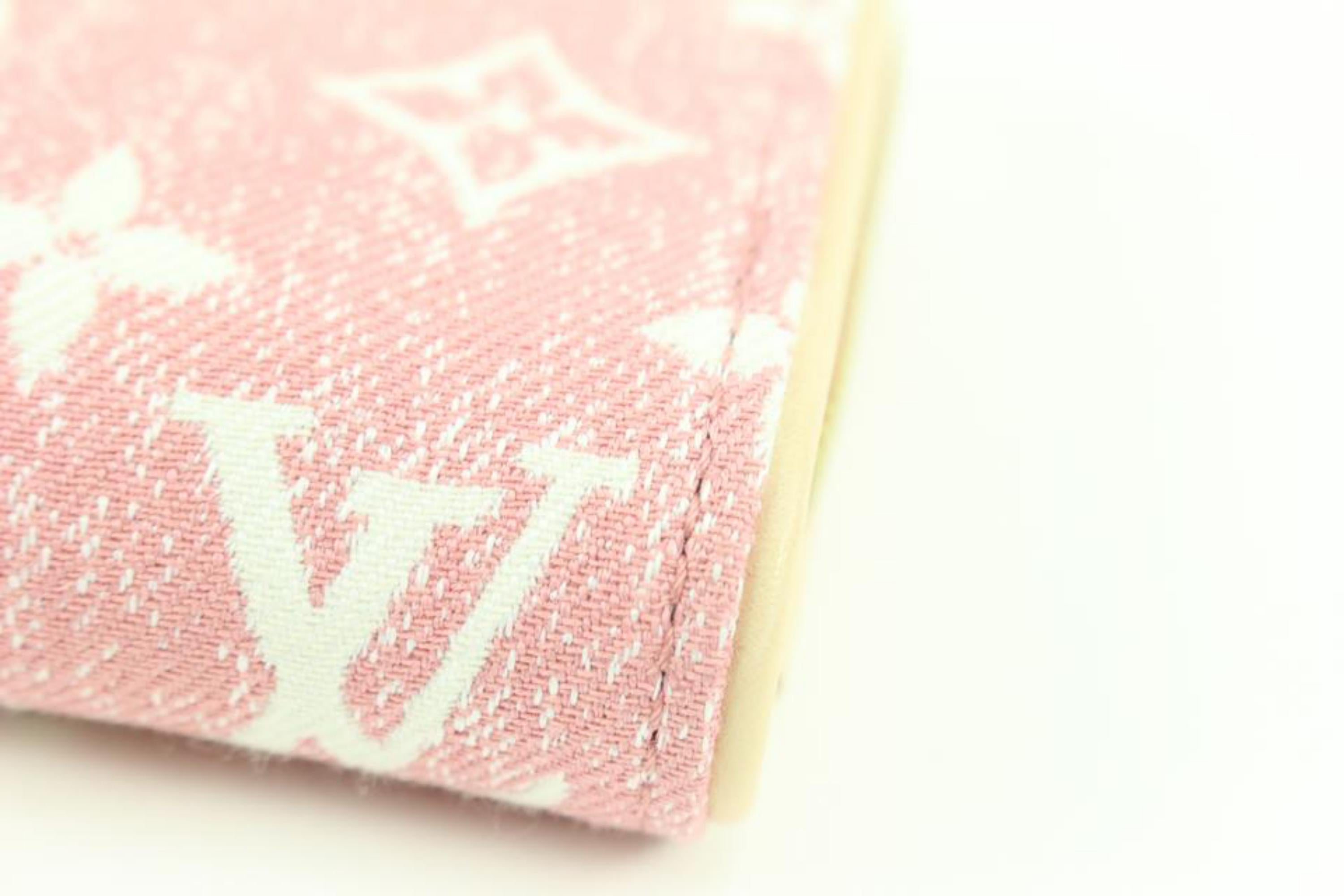 Louis Vuitton Pink Rose Monogram Denim Zippy Wallet Long Zip Around 31lv217s For Sale 1