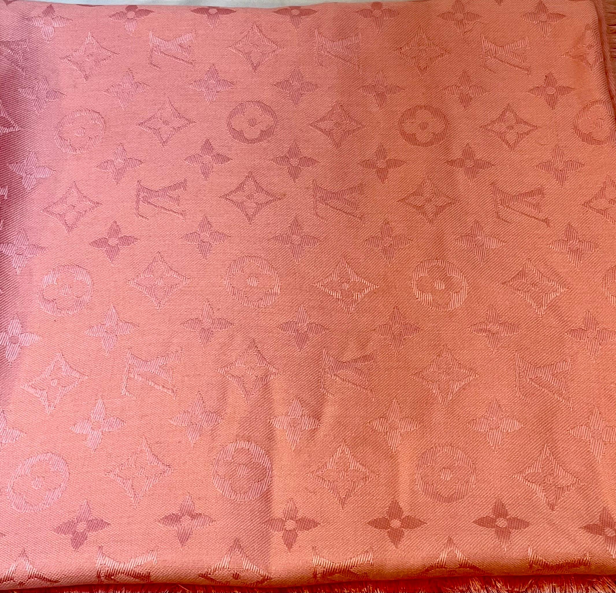 Louis Vuitton Pink/Rose Monogram Shawl Scarf/Wrap Size 56X56, Excellent  In New Condition In New York, NY