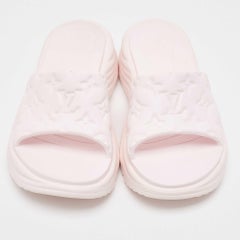 Louis Vuitton Pink Rubber Monogram Pool 55 Comfort Mules Size 38