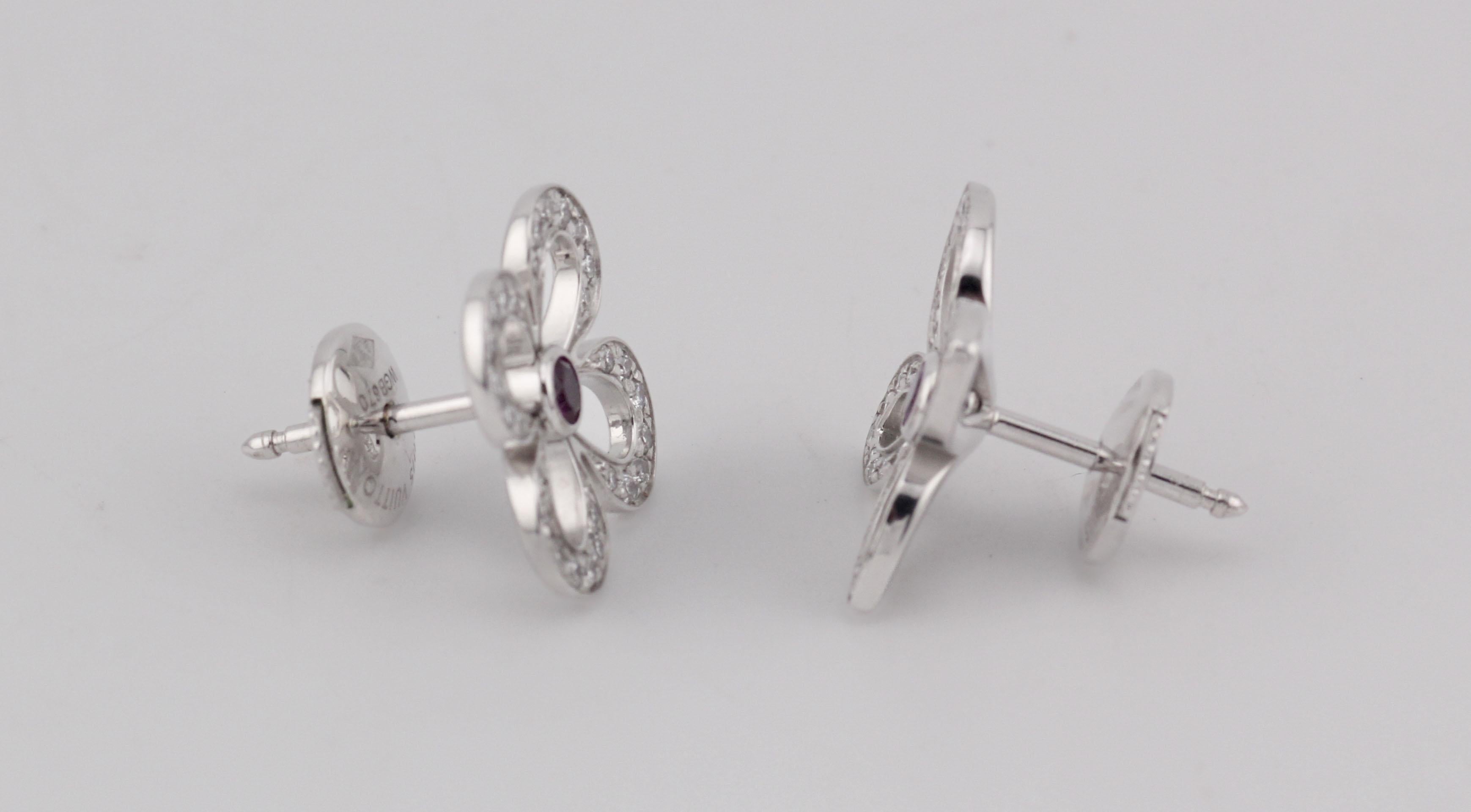 Orecchini Les Eclatantes Craquante in oro 18k con diamante e zaffiro rosa Louis Vuitton In condizioni buone in vendita a Simpsonville, SC