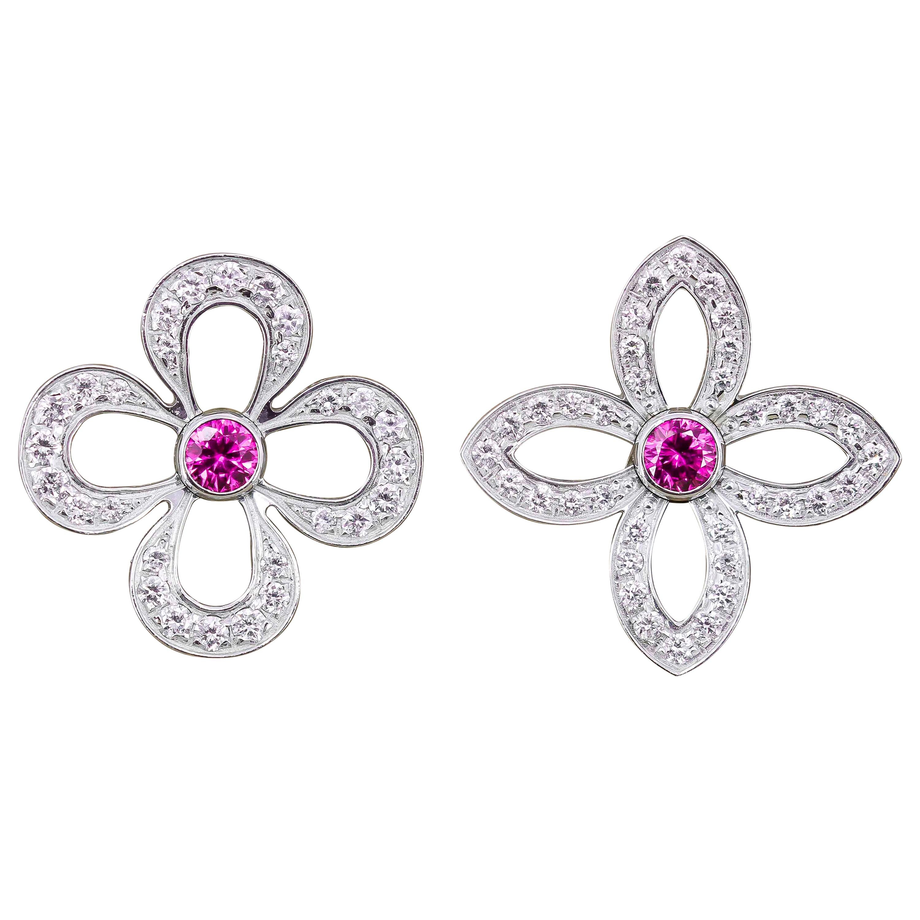 Louis Vuitton Pink Sapphire Diamond 18k Gold Les Eclatantes Craquante Earrings