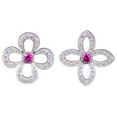 Vintage Louis Vuitton Pink Sapphire Diamond 18k Gold Les Eclatantes Craquante Earrings