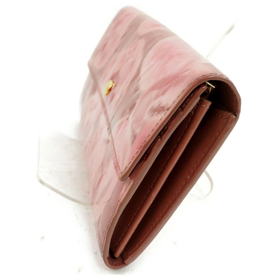 Louis Vuitton Pink Sarah Rose Velour Portefeuille Vernis Long Limited 872500 2