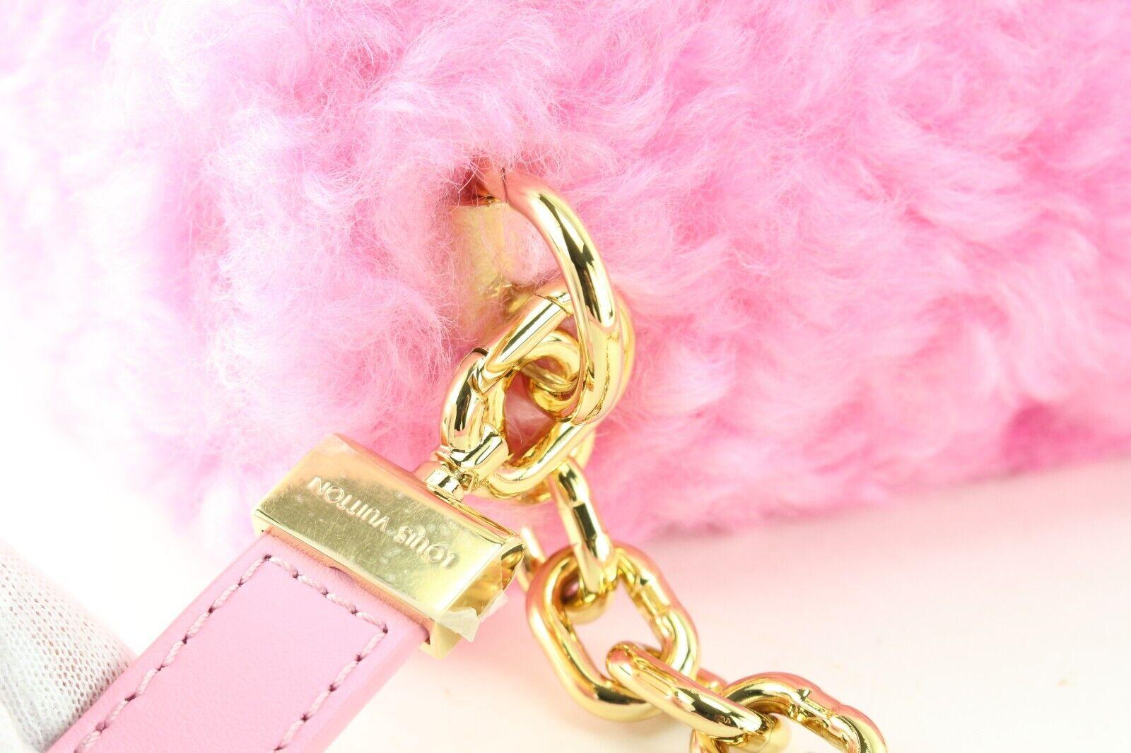 Louis Vuitton Pink Shearling Twist LV Gold Chain Bag 1LK0412C 6