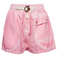 Louis Vuitton Pink Silk Belted Shorts M