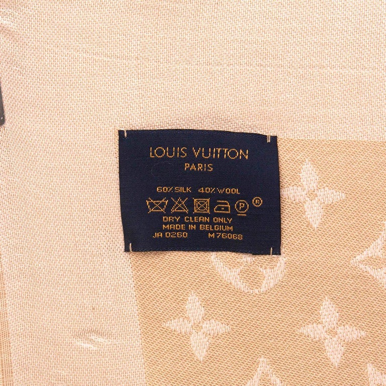 Louis Vuitton Beige Rose Monogram Silk & Wool Denim Shawl Louis