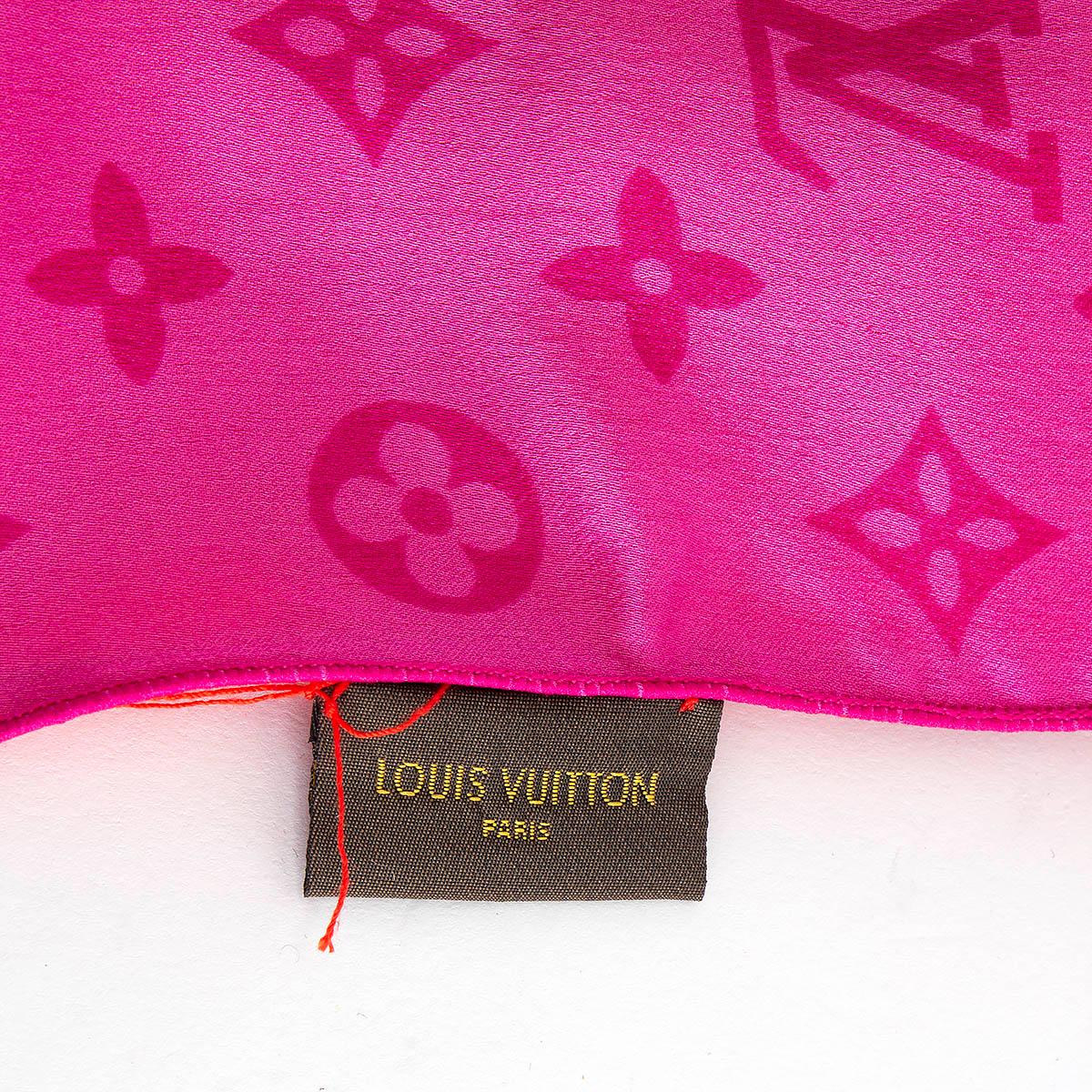 Women's LOUIS VUITTON pink silk & red cashmere MONOGRAM DOUBLE FACE Scarf For Sale